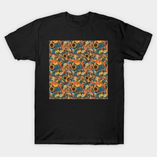 Autumn Botanicals on Mossy Blue T-Shirt